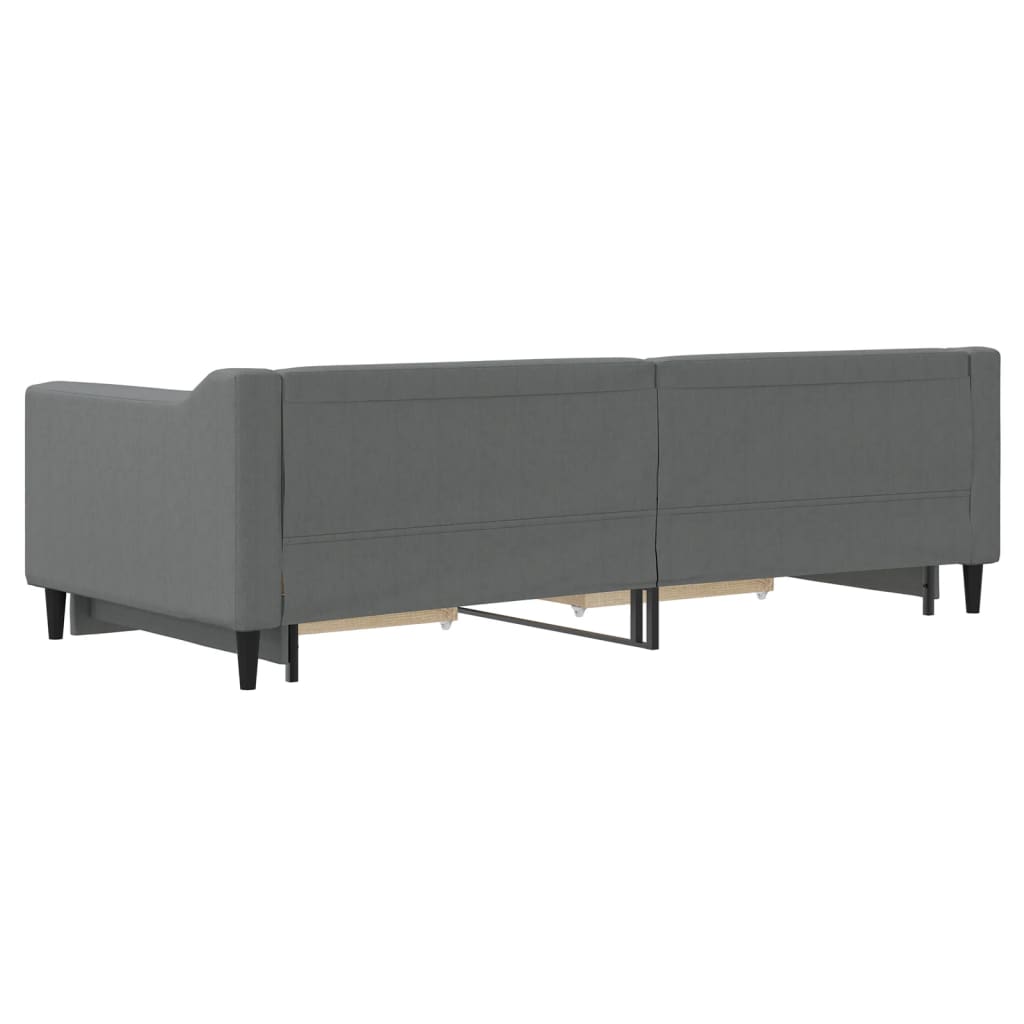 Tagesbett Ausziehbar mit Schubladen Dunkelgrau 90x200 cm Stoff