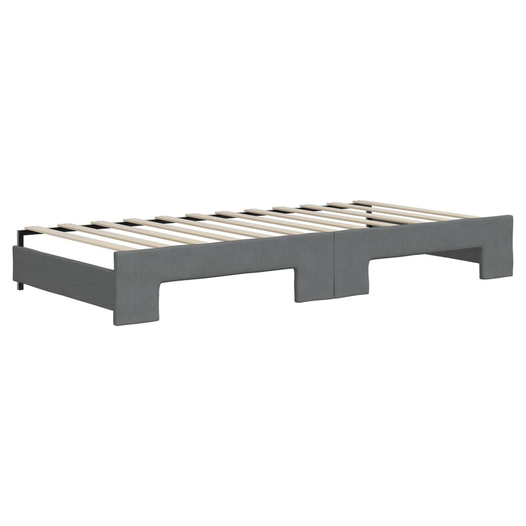 Tagesbett Ausziehbar mit Schubladen Dunkelgrau 90x200 cm Stoff