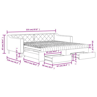 Tagesbett Ausziehbar mit Schubladen Dunkelgrau 100x200 cm Stoff