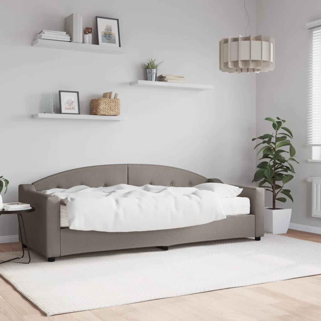 Daybed with mattress taupe 80x200 cm fabric
