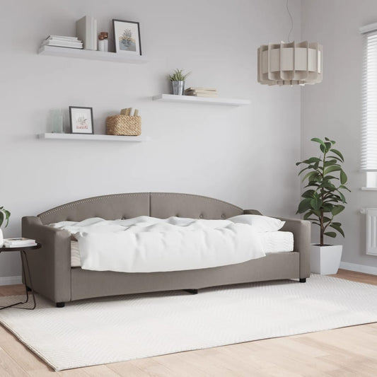 Daybed with mattress taupe 80x200 cm fabric