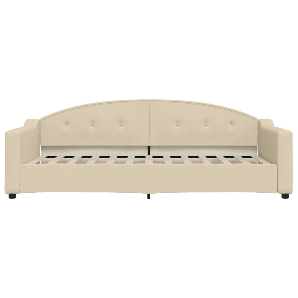 Tagesbett mit Matratze Creme 90x200 cm Stoff