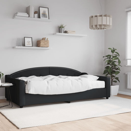 Daybed with mattress black 100x200 cm fabric