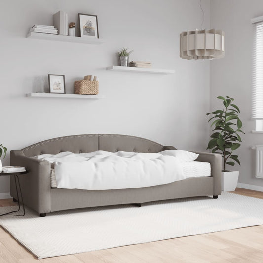 Daybed with mattress taupe 100x200 cm fabric