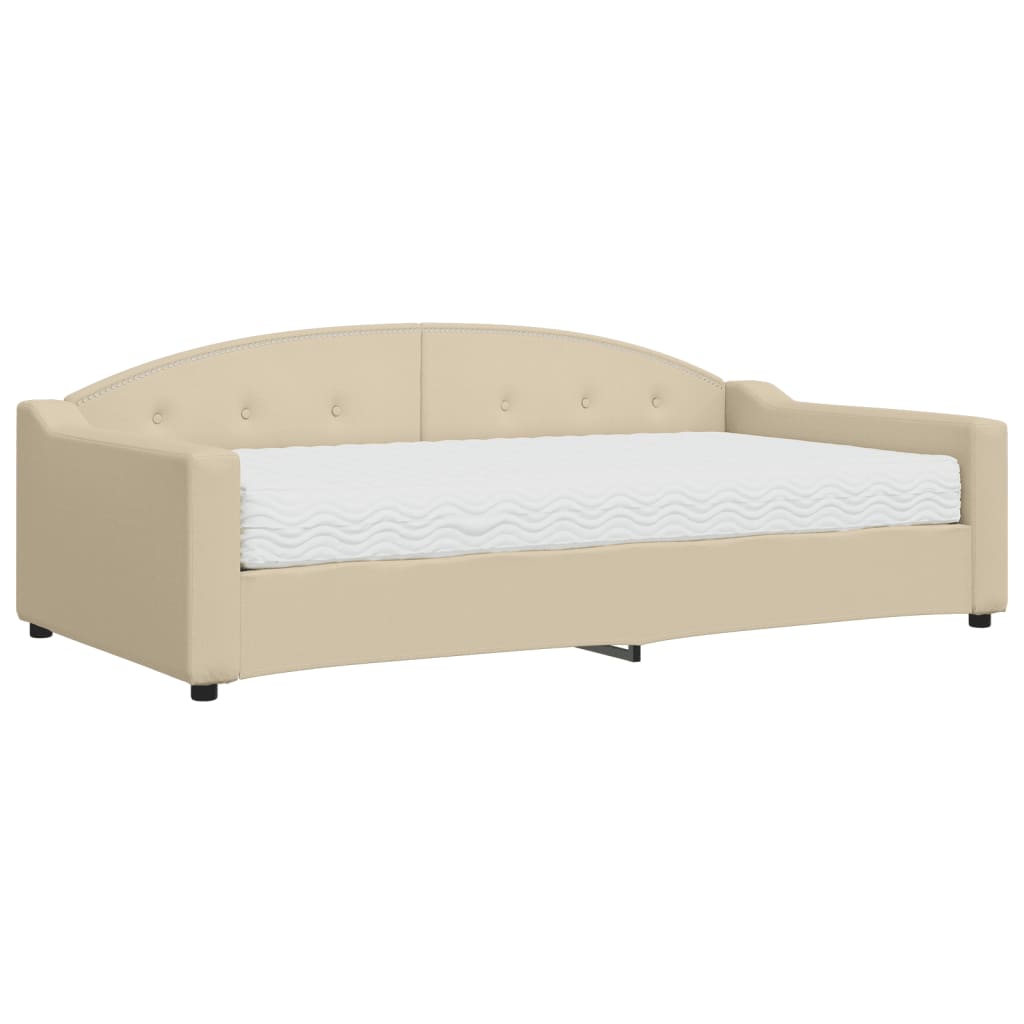 Daybed with mattress cream 100x200 cm fabric