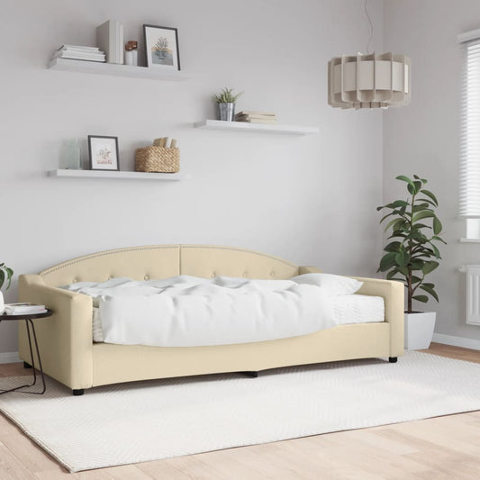 Daybed with mattress cream 100x200 cm fabric