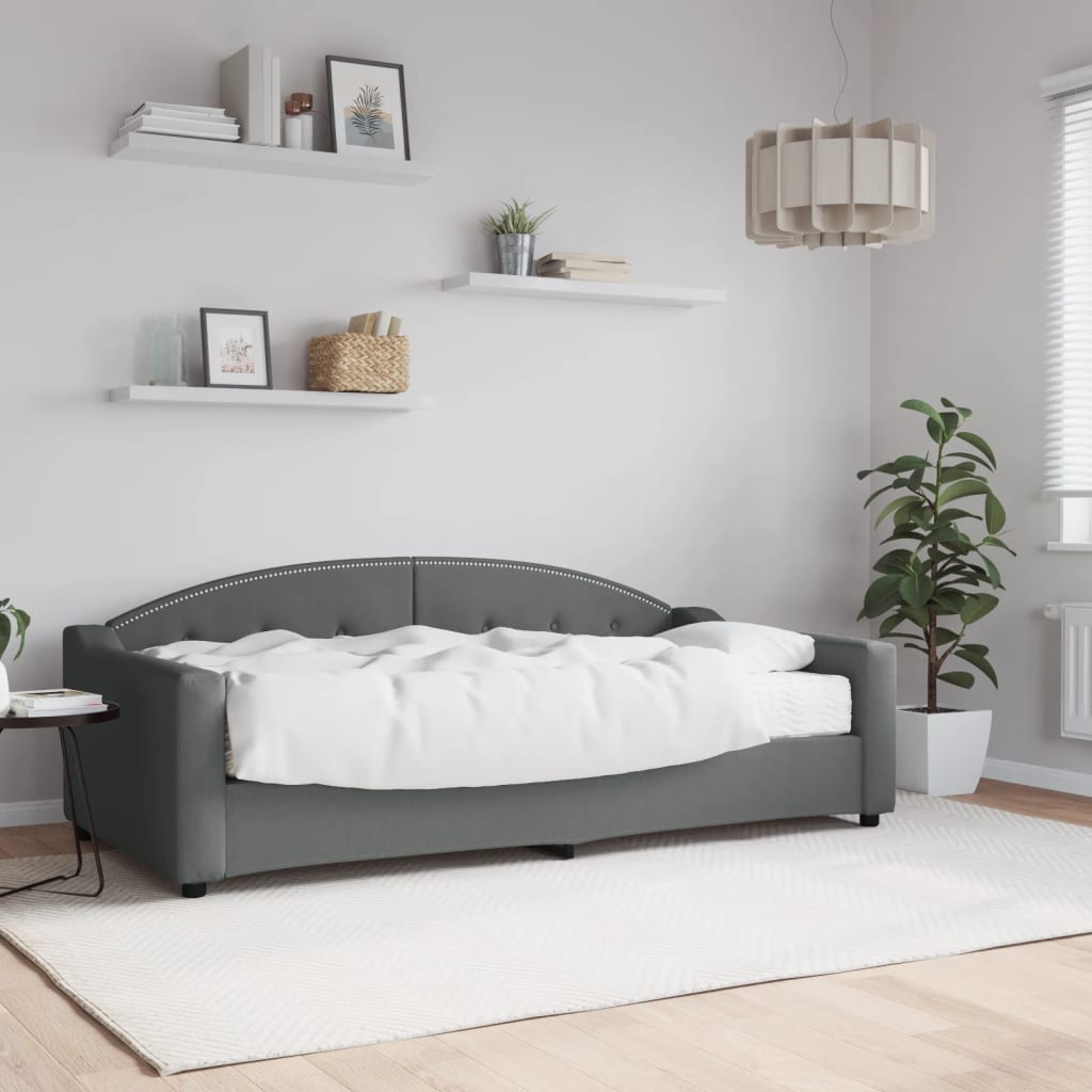Tagesbett mit Matratze Dunkelgrau 90x190 cm Stoff