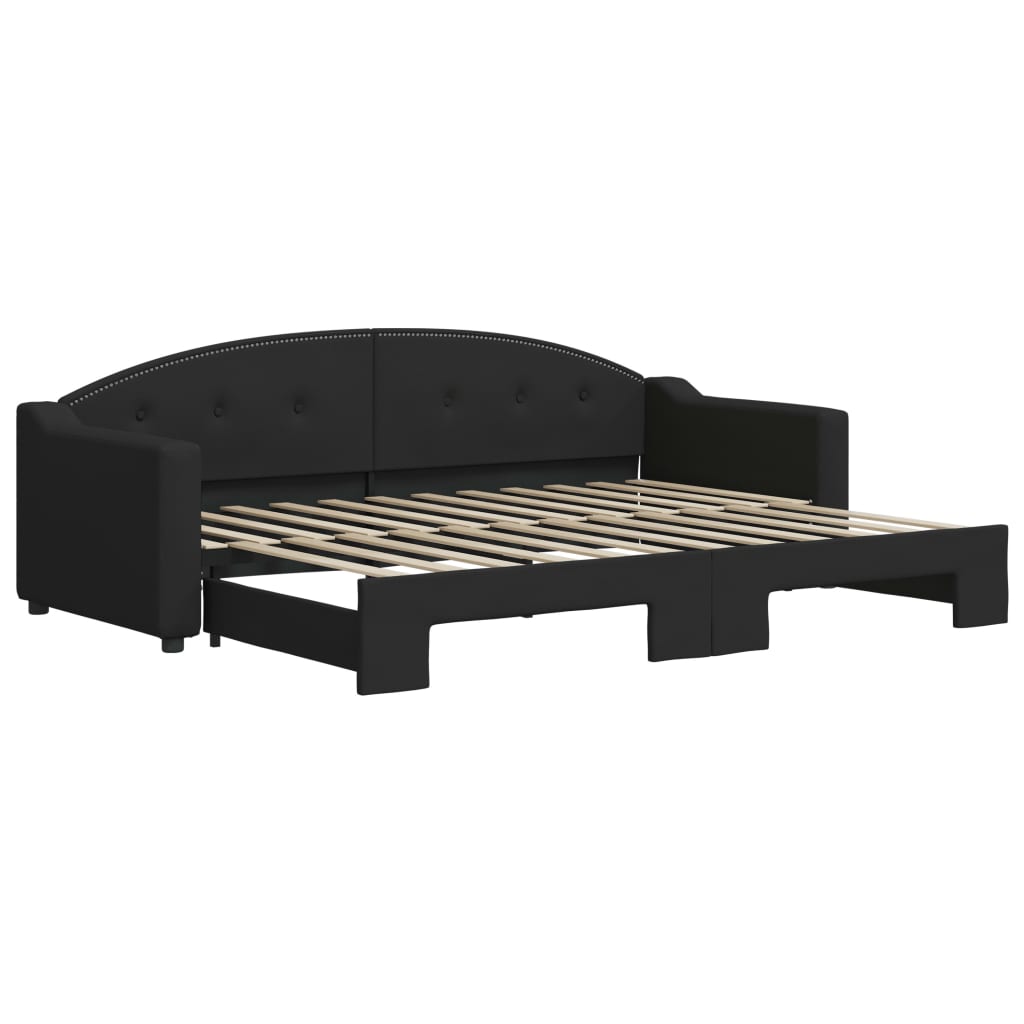 Tagesbett Ausziehbar Schwarz 80x200 cm Stoff