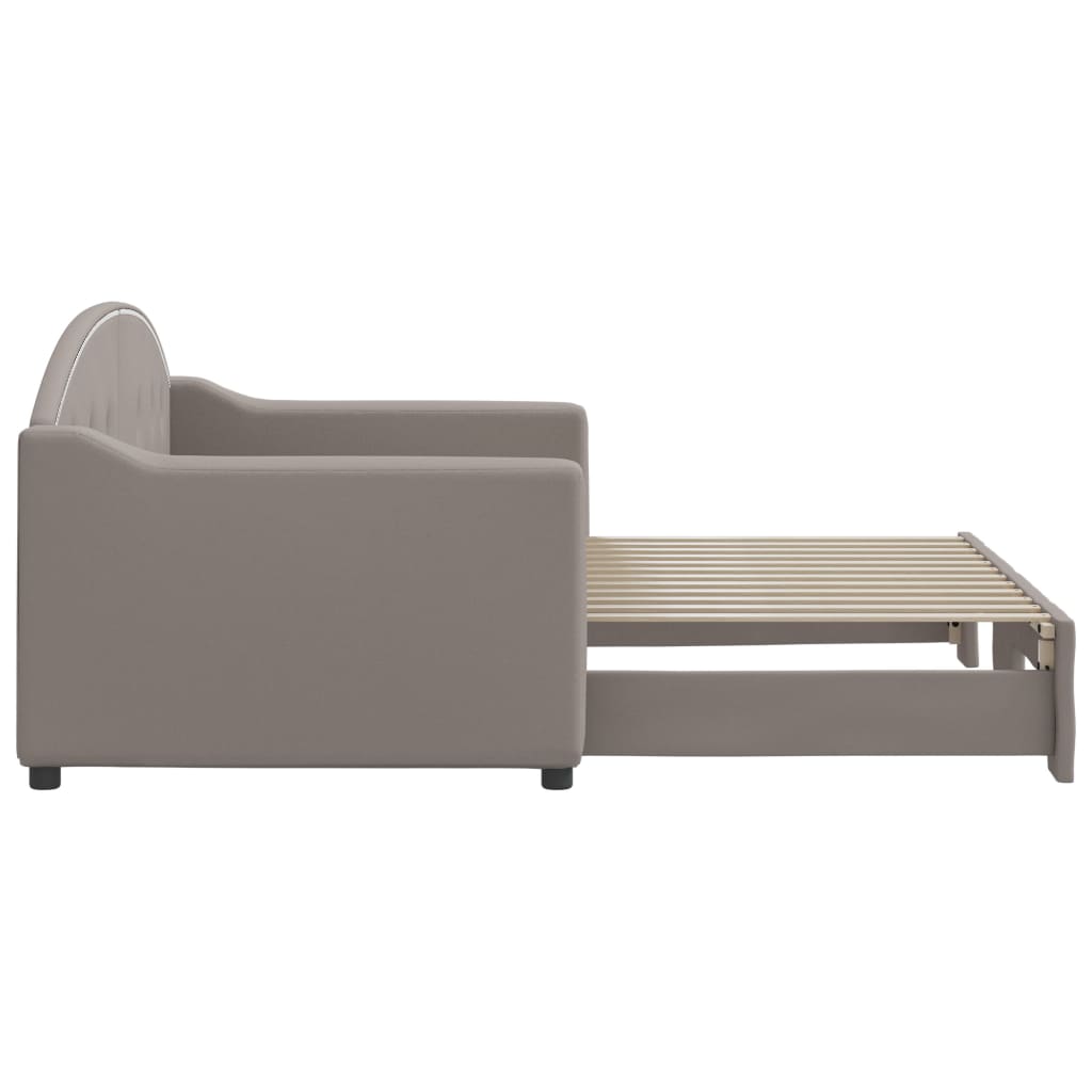 Tagesbett Ausziehbar Taupe 80x200 cm Stoff