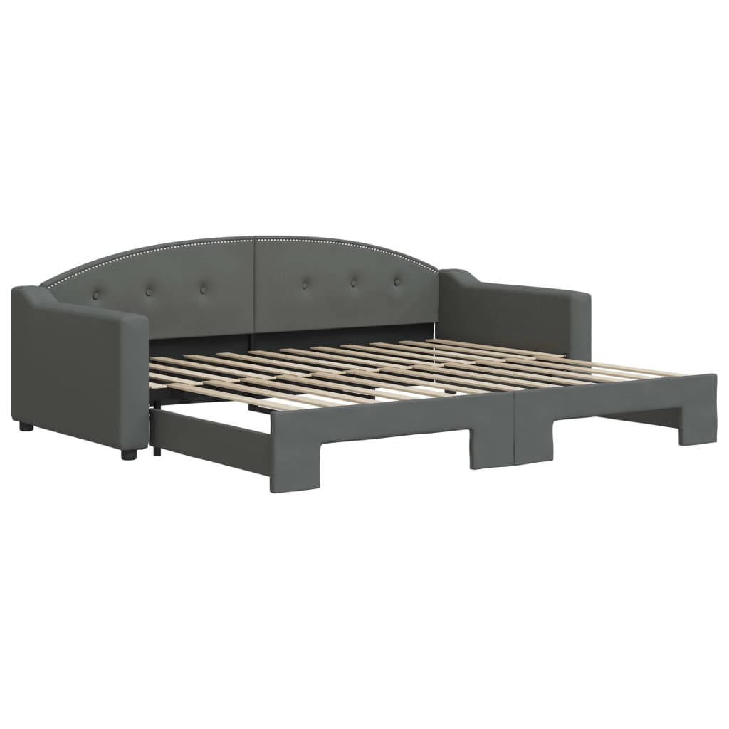 Tagesbett Ausziehbar Dunkelgrau 90x200 cm Stoff