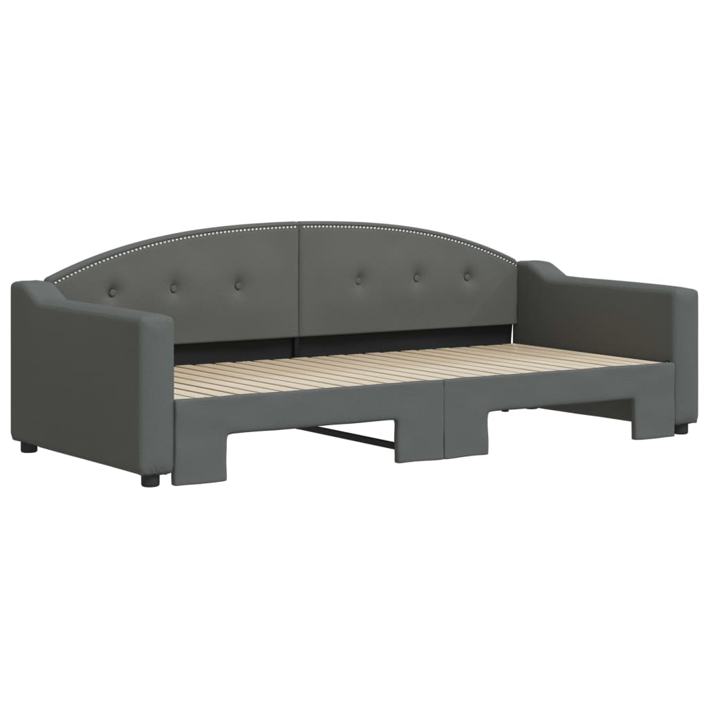 Tagesbett Ausziehbar Dunkelgrau 90x200 cm Stoff