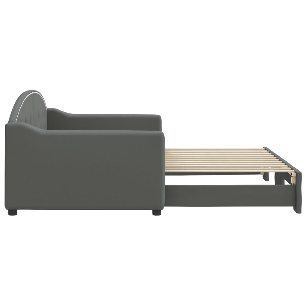 Tagesbett Ausziehbar Dunkelgrau 90x200 cm Stoff