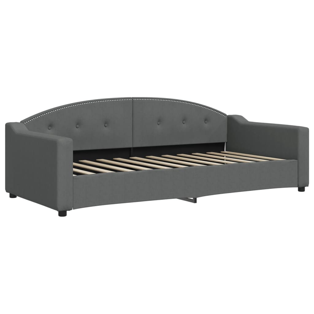 Tagesbett Ausziehbar Dunkelgrau 90x200 cm Stoff