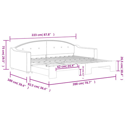 Tagesbett Ausziehbar Dunkelgrau 90x200 cm Stoff
