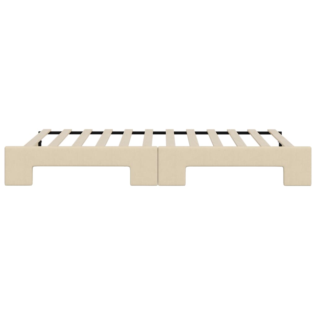 Tagesbett Ausziehbar Creme 90x200 cm Stoff