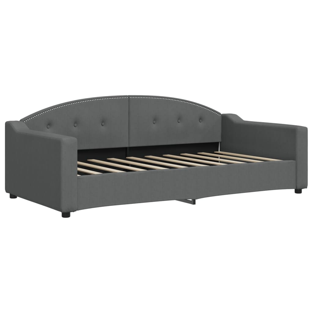 Tagesbett Ausziehbar mit Matratzen Dunkelgrau 90x190 cm Stoff