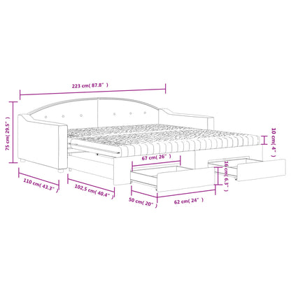 Tagesbett Ausziehbar mit Schubladen Dunkelgrau 100x200 cm Stoff