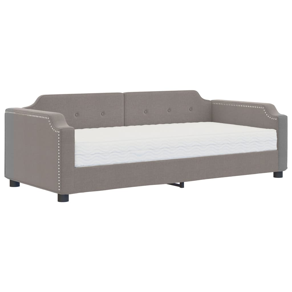 Daybed with mattress taupe 80x200 cm fabric