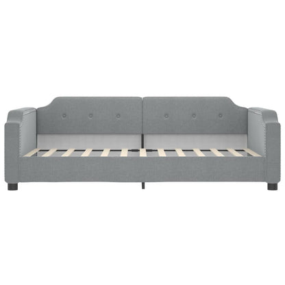 Tagesbett mit Matratze Hellgrau 90x200 cm Stoff
