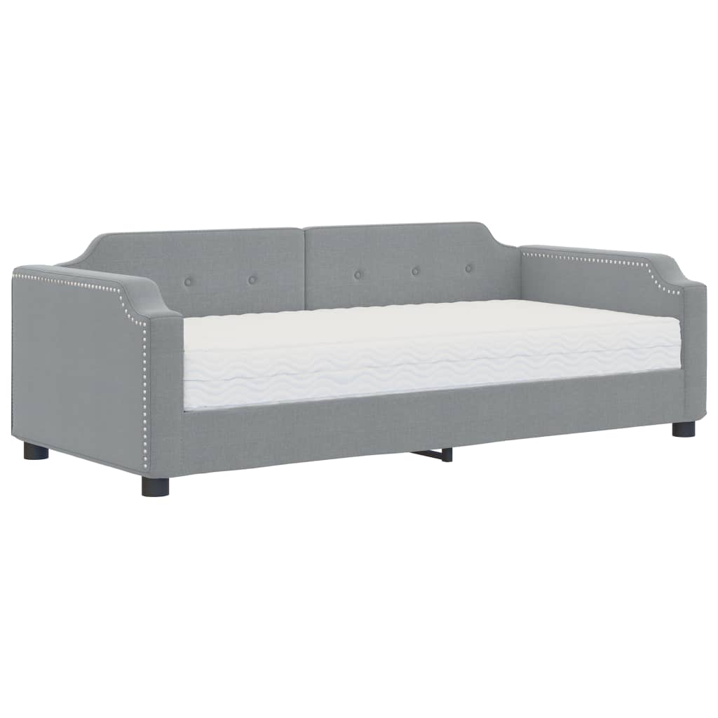 Lit de repos avec matelas en tissu gris clair 100x200 cm