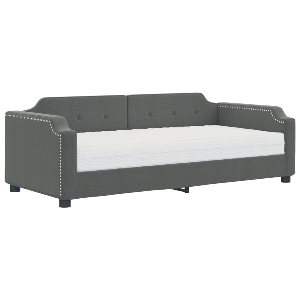 Daybed with mattress dark grey 100x200 cm fabric