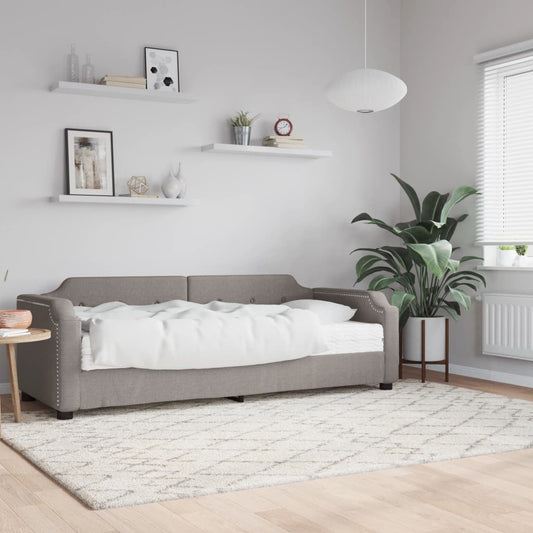 Daybed with mattress taupe 100x200 cm fabric