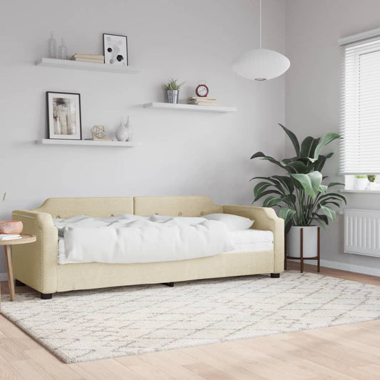 Daybed with mattress cream 100x200 cm fabric