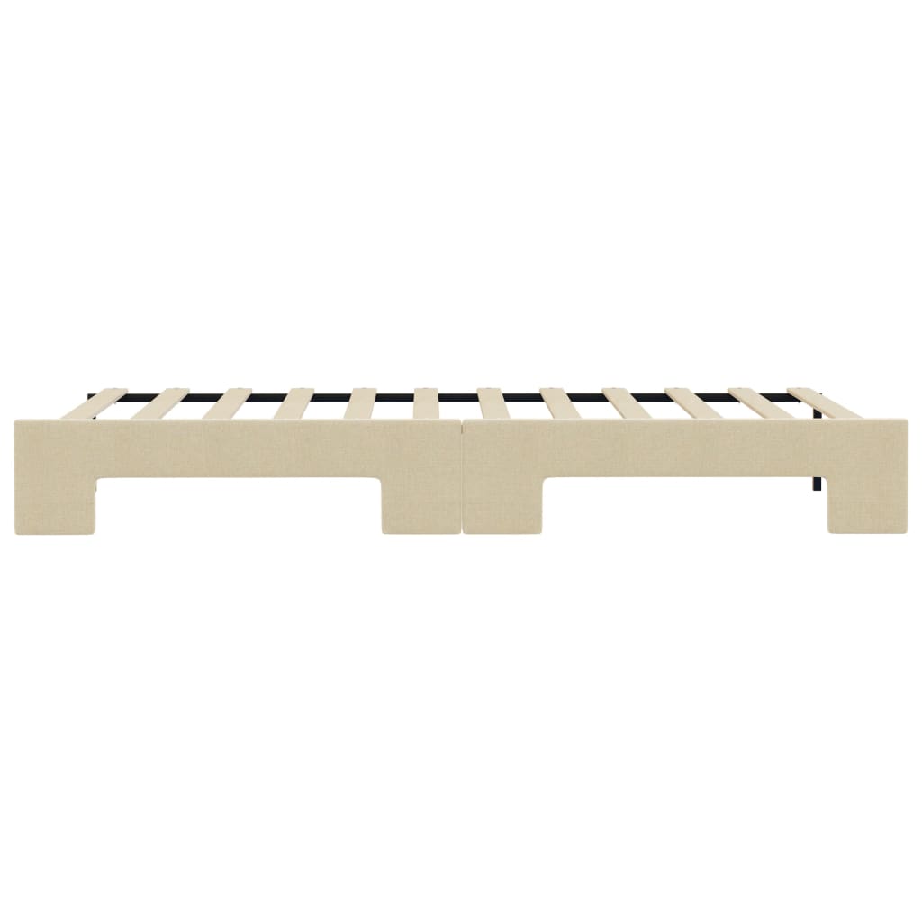 Tagesbett Ausziehbar Creme 90x200 cm Stoff