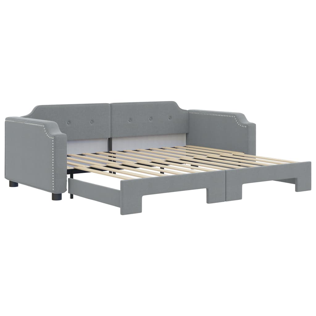 Tagesbett Ausziehbar Hellgrau 100x200 cm Stoff