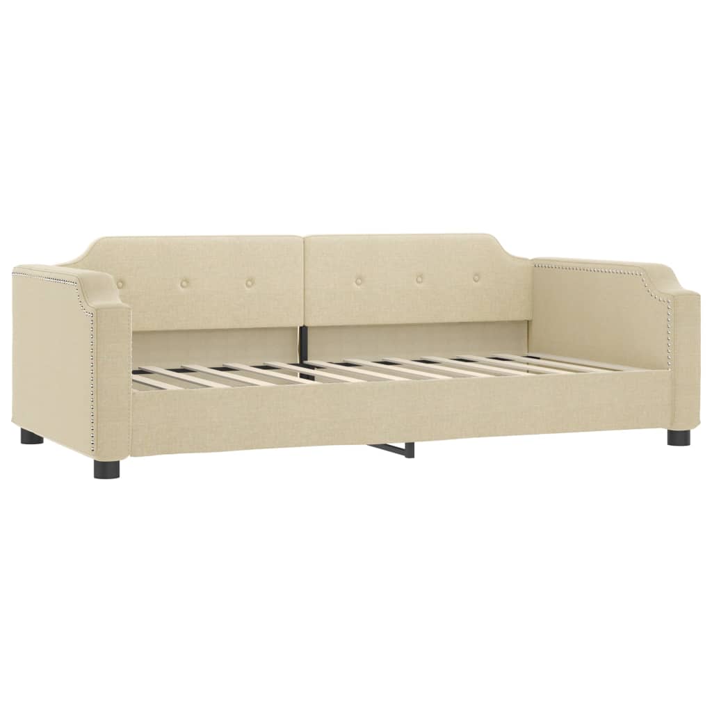 Tagesbett Ausziehbar Creme 100x200 cm Stoff