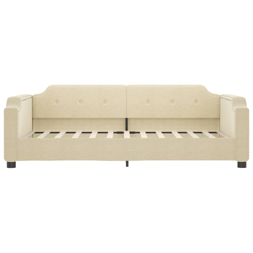 Tagesbett Ausziehbar Creme 100x200 cm Stoff