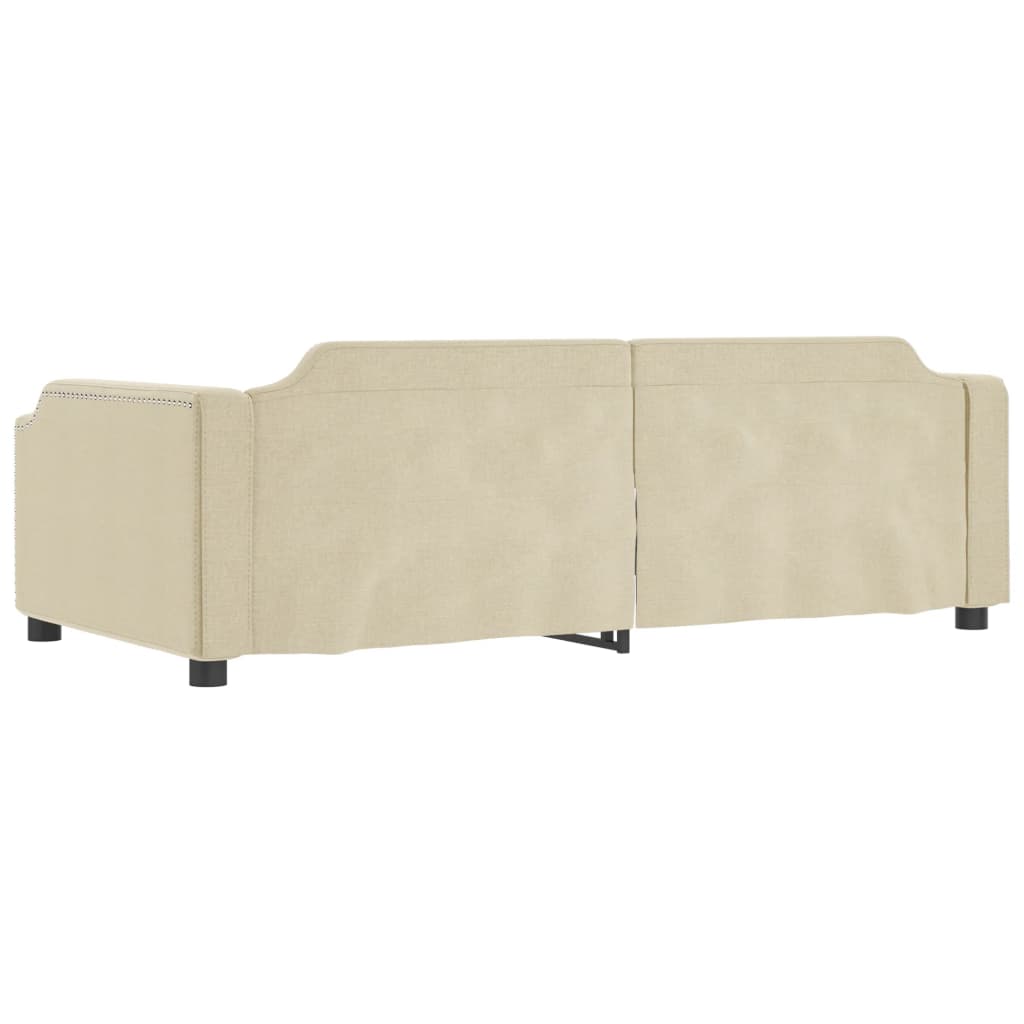 Tagesbett Ausziehbar Creme 100x200 cm Stoff