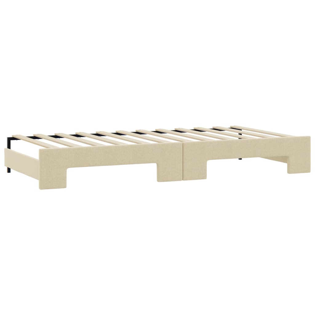 Tagesbett Ausziehbar Creme 100x200 cm Stoff