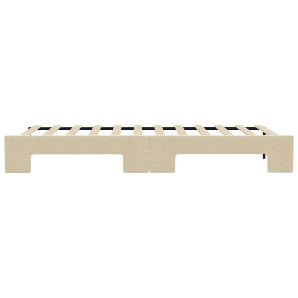 Tagesbett Ausziehbar Creme 100x200 cm Stoff