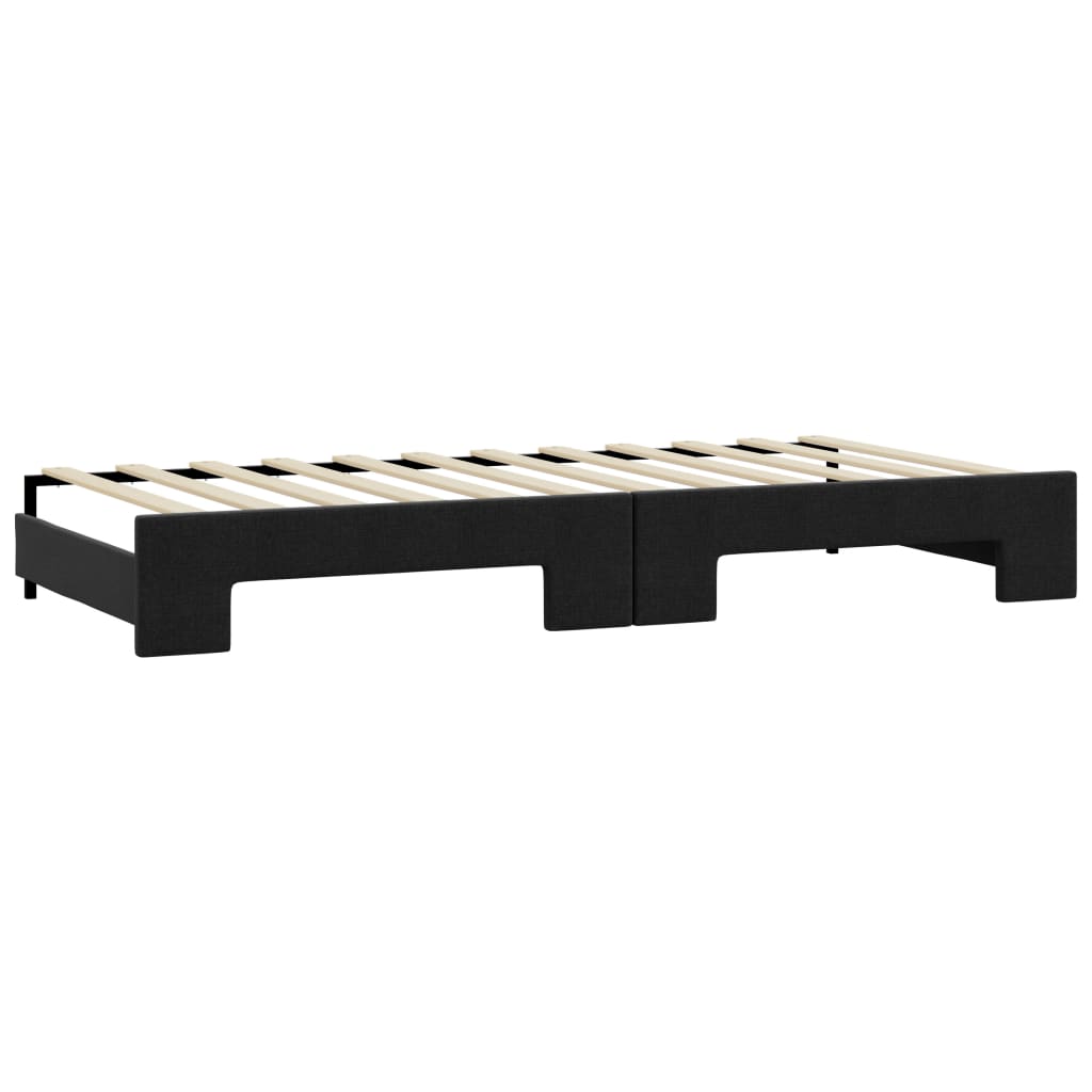 Tagesbett Ausziehbar Schwarz 90x190 cm Stoff