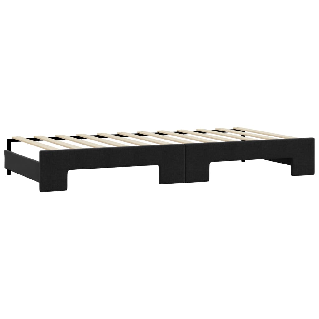 Tagesbett Ausziehbar mit Matratzen Schwarz 90x190 cm Stoff