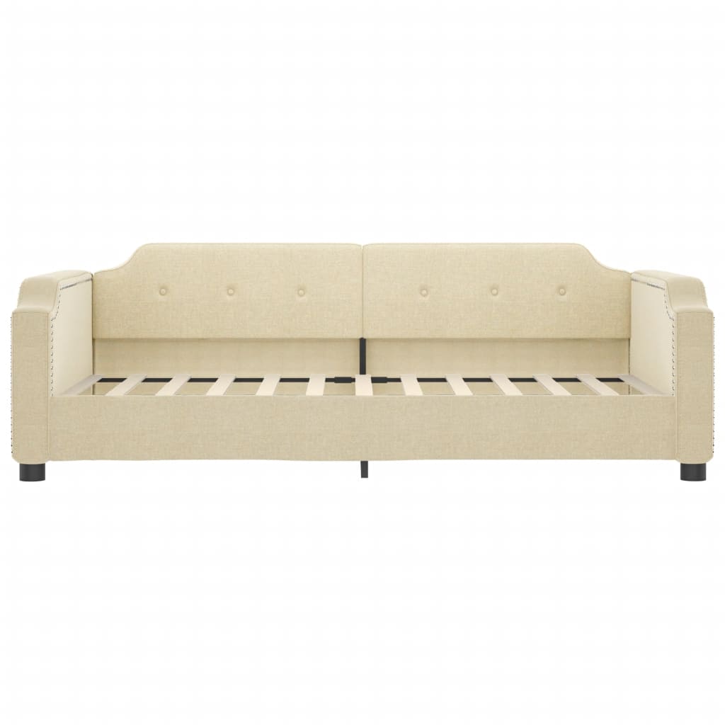 Tagesbett Ausziehbar mit Schubladen Creme 100x200 cm Stoff
