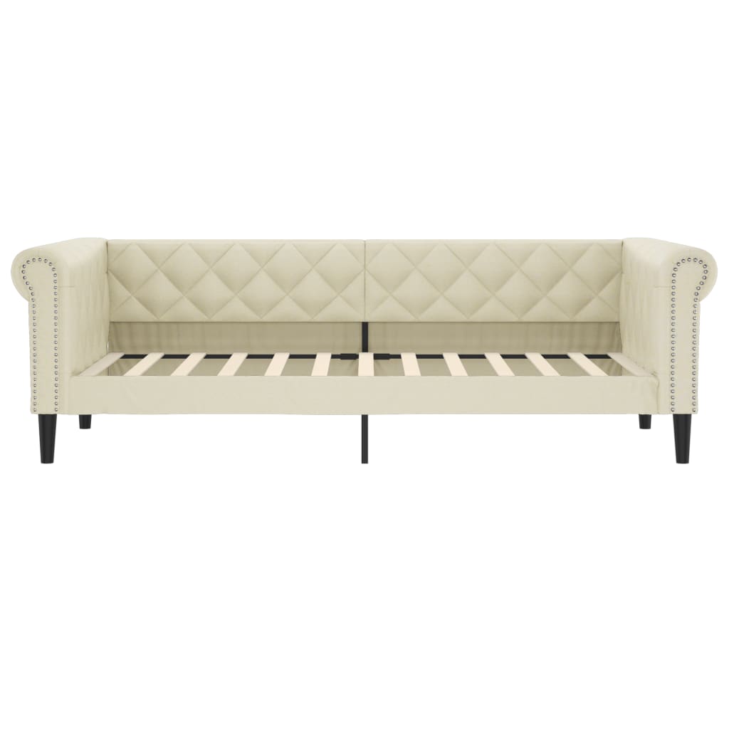 Tagesbett Ausziehbar Creme 90x200 cm Kunstleder