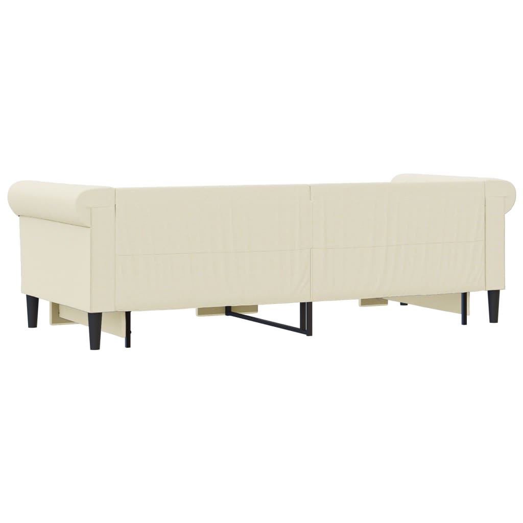 Tagesbett Ausziehbar mit Schubladen Creme 90x200 cm Kunstleder