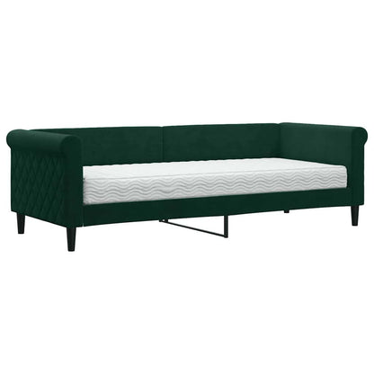 Tagesbett mit Matratze Dunkelgrün 80x200 cm Samt