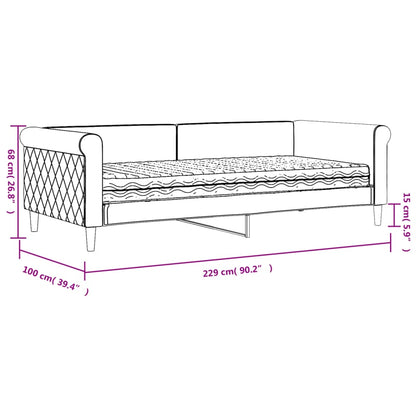 Tagesbett mit Matratze Dunkelgrau 90x200 cm Samt
