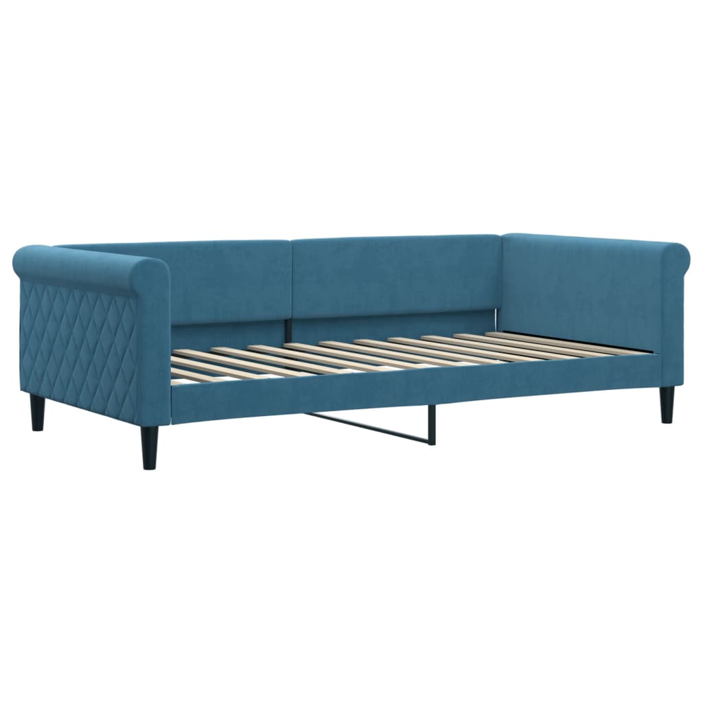 Daybed with mattress blue 100x200 cm velvet