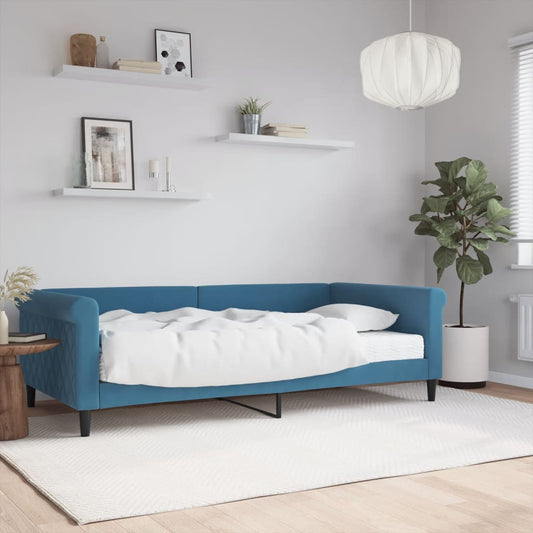 Daybed with mattress blue 100x200 cm velvet
