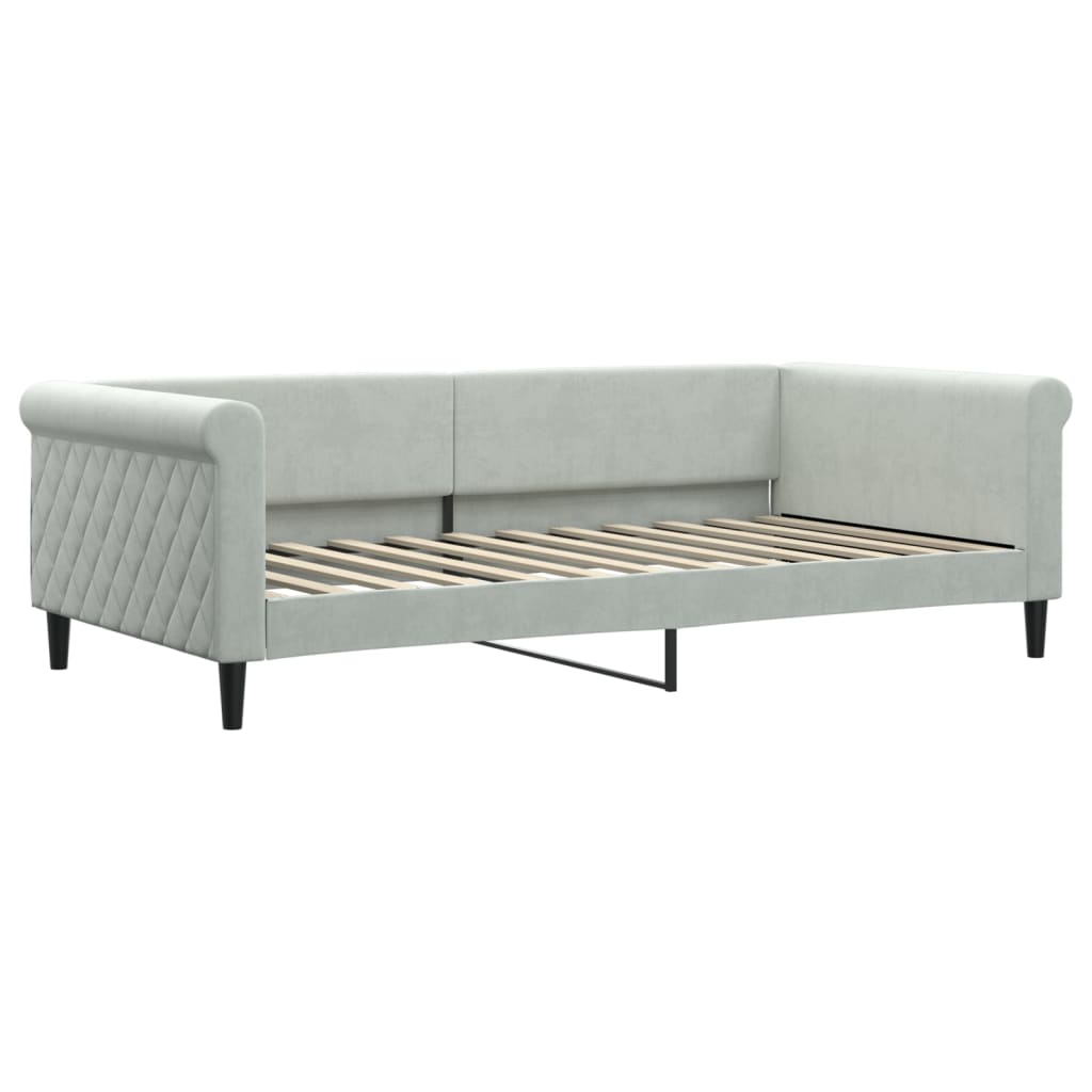 Lit de repos avec matelas gris clair 100x200 cm velours