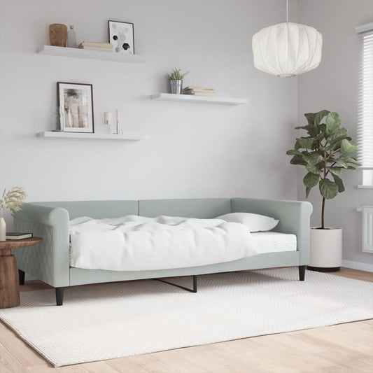 Lit de repos avec matelas gris clair 100x200 cm velours