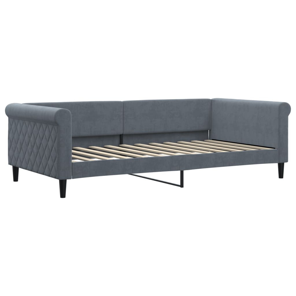 Daybed with mattress dark grey 100x200 cm velvet