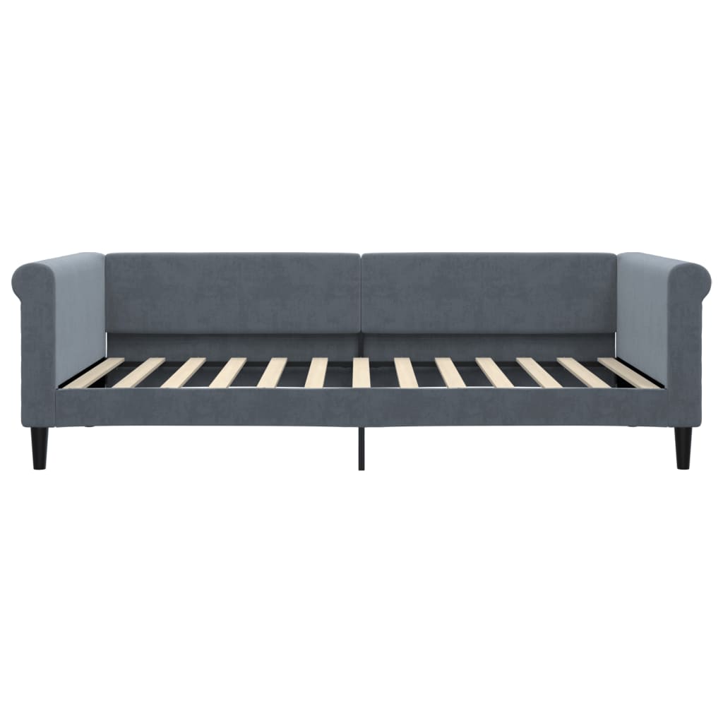 Daybed with mattress dark grey 100x200 cm velvet