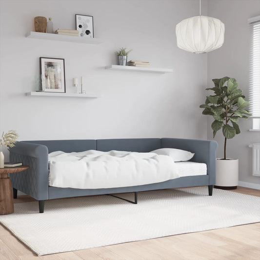 Daybed with mattress dark grey 100x200 cm velvet