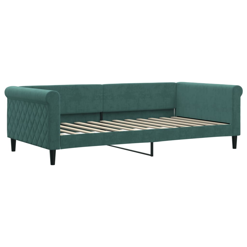 Daybed with mattress dark green 100x200 cm velvet