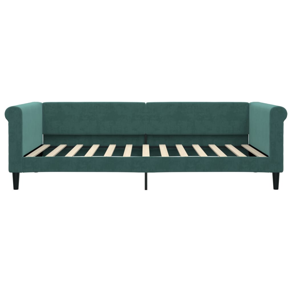 Daybed with mattress dark green 100x200 cm velvet